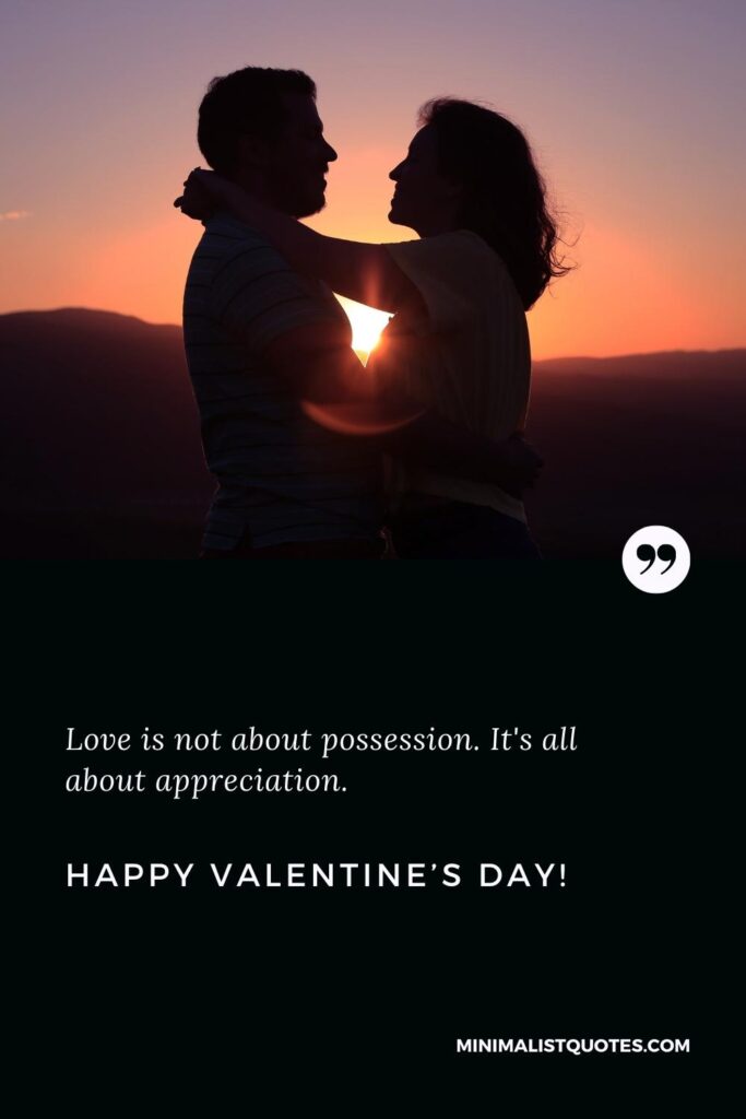 Happy Valentine's Day Wishes: Love is not about possession. It's all about appreciation. Happy Valentine's Day!
