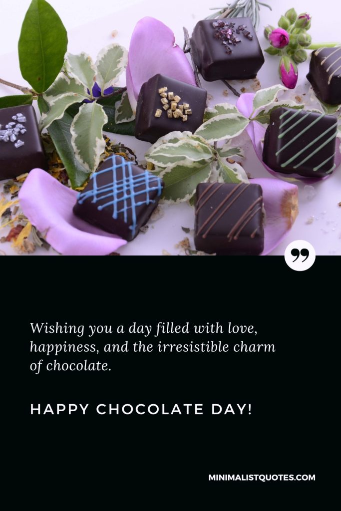 Happy Chocolate Day Thoughts: Wishing you a day filled with love, happiness, and the irresistible charm of chocolate. Happy Chocolate Day!