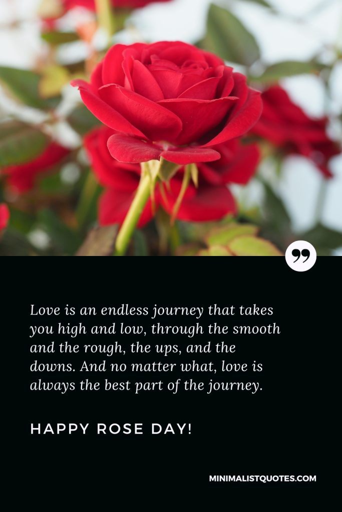 Happy Rose Day Wishes: Love is an endless journey that takes you high and low, through the smooth and the rough, the ups, and the downs. And no matter what, love is always the best part of the journey. Happy Rose Day!
