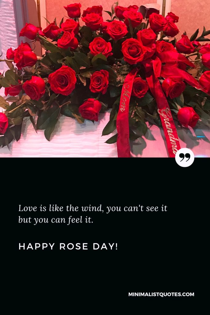 Happy Rose Day Wishes: Love is like the wind, you can't see it but you can feel it. Happy Rose Day!