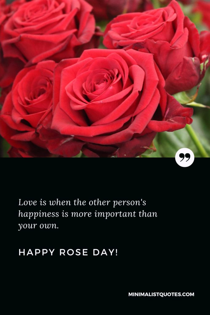 Happy Rose Day Wishes: Love is when the other person's happiness is more important than your own. Happy Rose Day!
