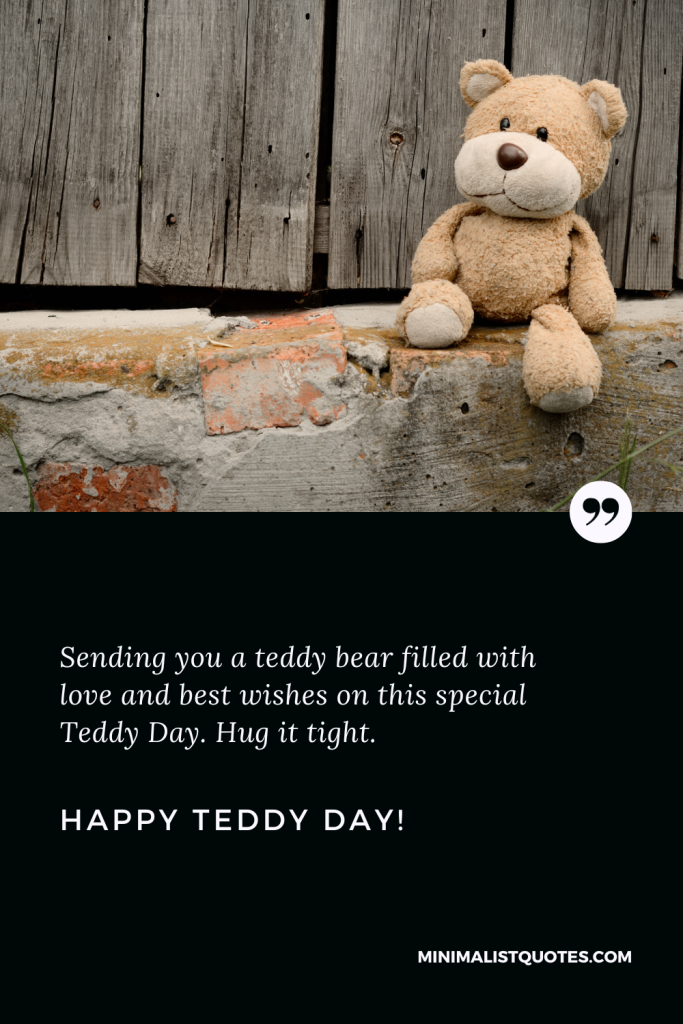 Happy Teddy Day Thoughts: Sending you a teddy bear filled with love and best wishes on this special Teddy Day. Hug it tight. Happy Teddy Day!