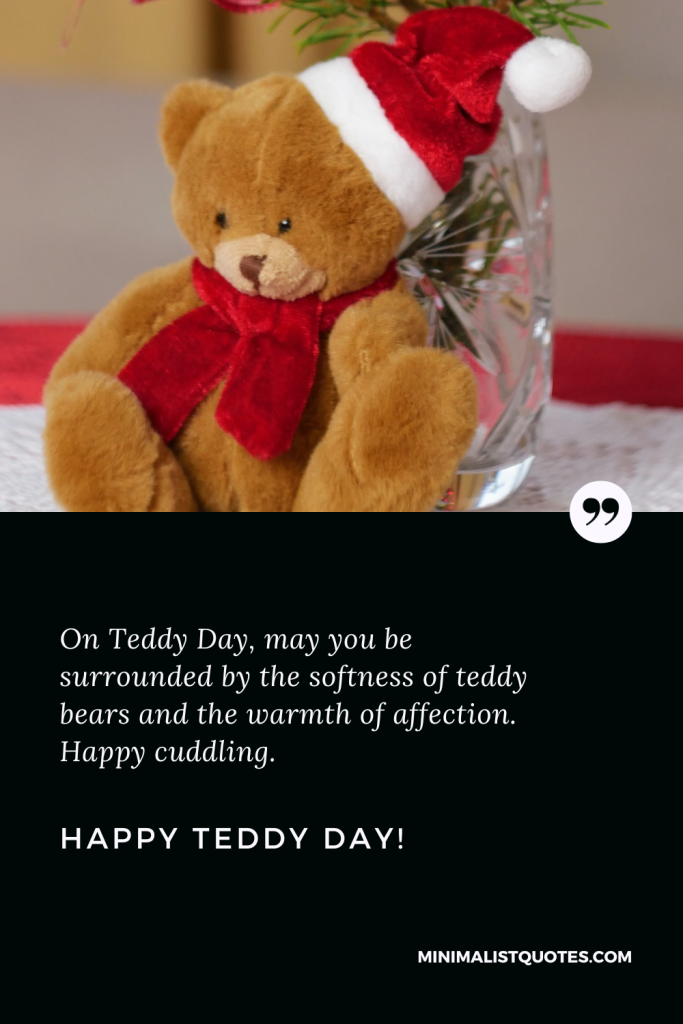 Happy Teddy Day Thoughts: On Teddy Day, may you be surrounded by the softness of teddy bears and the warmth of affection. Happy cuddling. Happy Teddy Day!