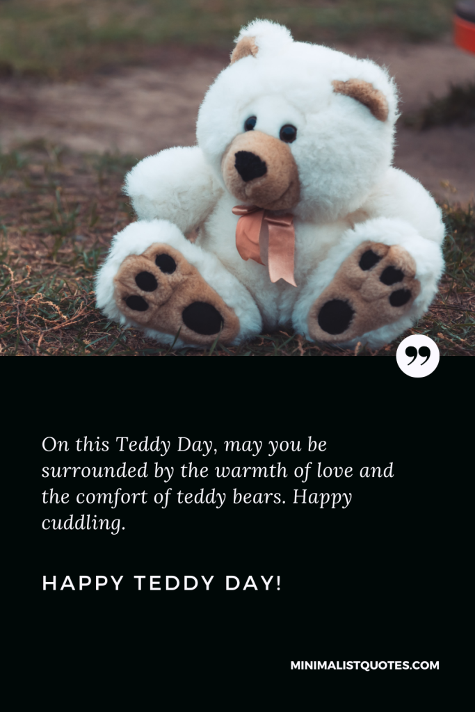 Happy Teddy Day Wishes: On this Teddy Day, may you be surrounded by the warmth of love and the comfort of teddy bears. Happy cuddling. Happy Teddy Day!